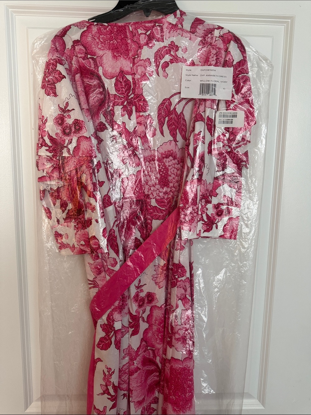 Diane Von Furstenberg Pink and White Floral Annabeth Midi Dress Size 10 - Picture 7 of 9